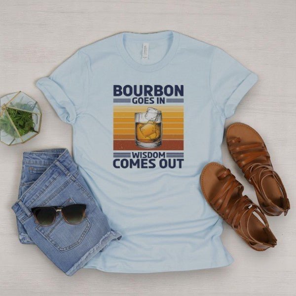 "Bourbon Goes In Wisdom Comes Out" Softstyle Unisex Tee - Wander Together Outfitters