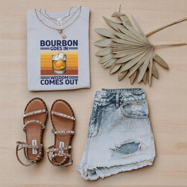 "Bourbon Goes In Wisdom Comes Out" Softstyle Unisex Tee - Wander Together Outfitters