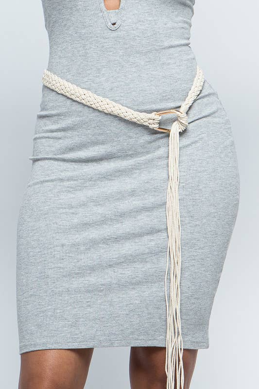 Braided Self Tie Belt: Black or Ivory - Wander Together Outfitters