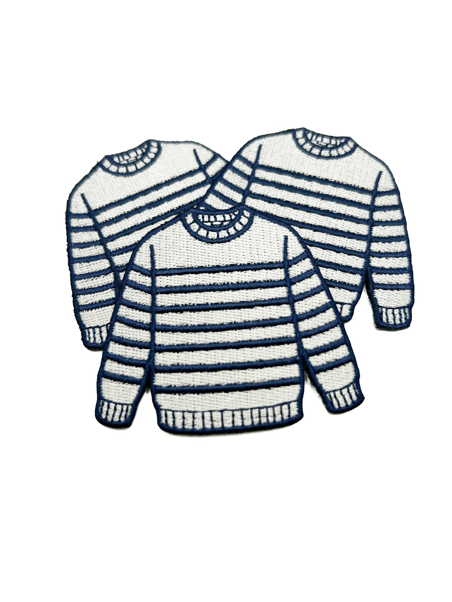 Breton Sweater Embroidered Iron On Patch, Navy Cream Stripe Preppy - Wander Together Outfitters