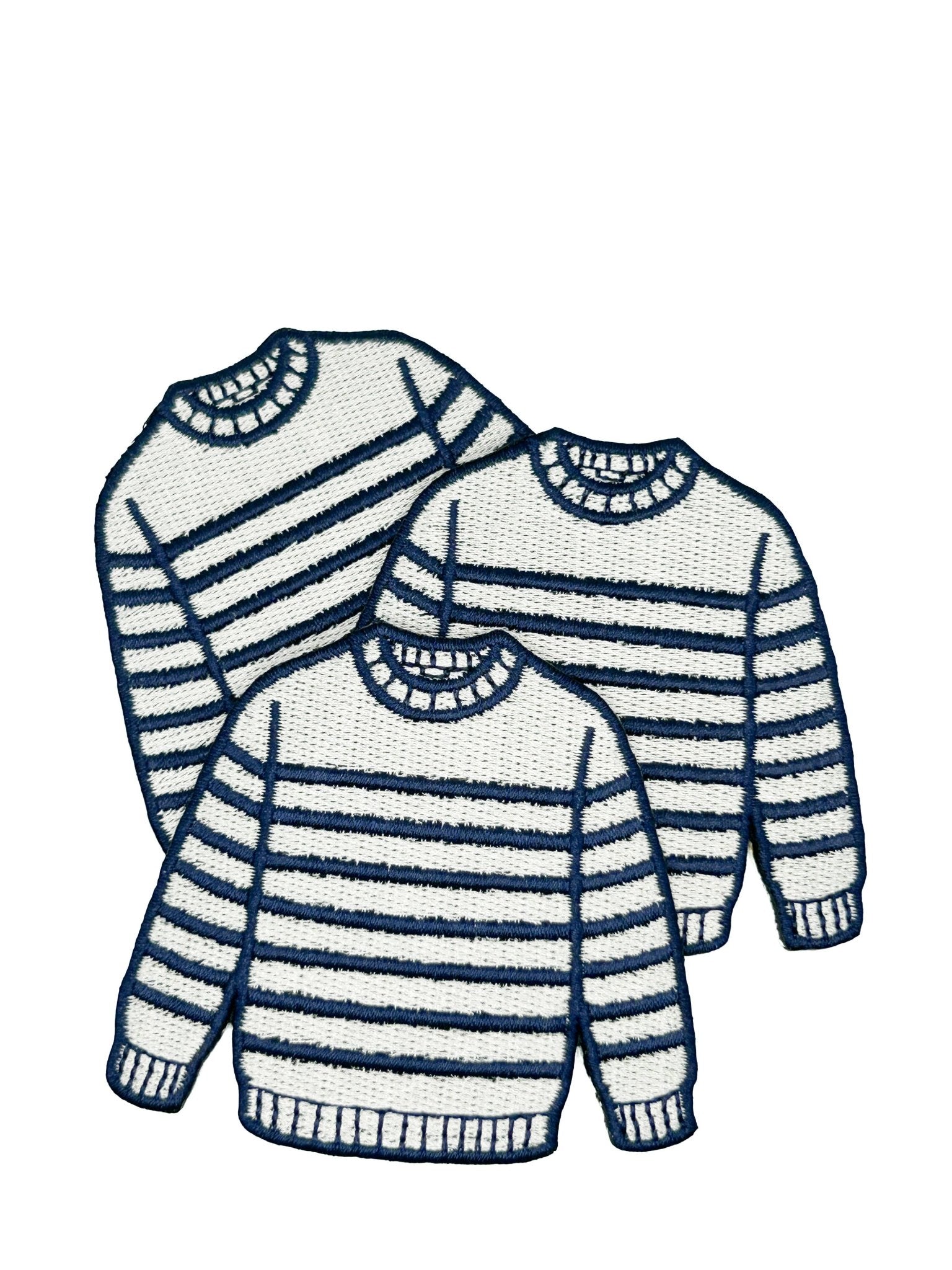 Breton Sweater Embroidered Iron On Patch, Navy Cream Stripe Preppy - Wander Together Outfitters