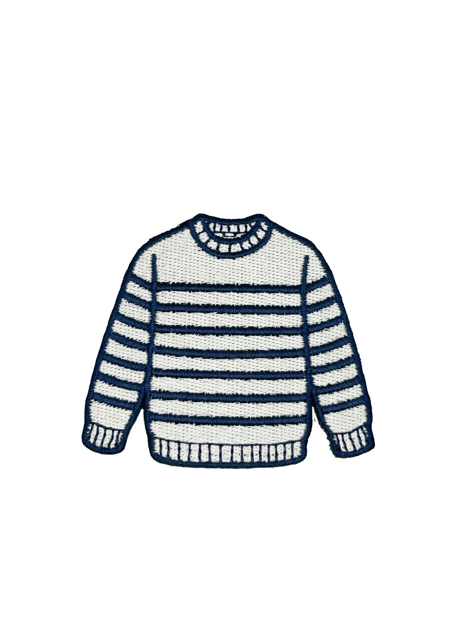 Breton Sweater Embroidered Iron On Patch, Navy Cream Stripe Preppy - Wander Together Outfitters