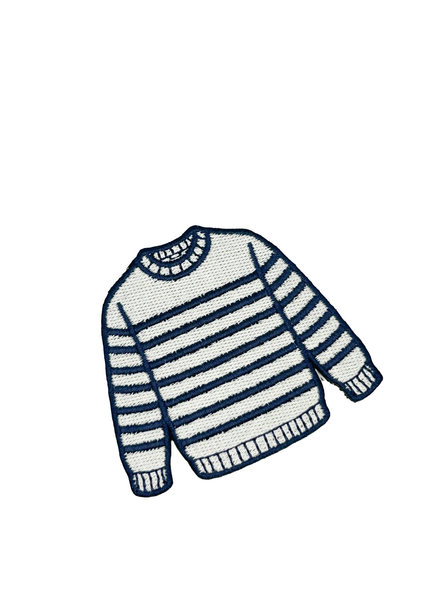 Breton Sweater Embroidered Iron On Patch, Navy Cream Stripe Preppy - Wander Together Outfitters