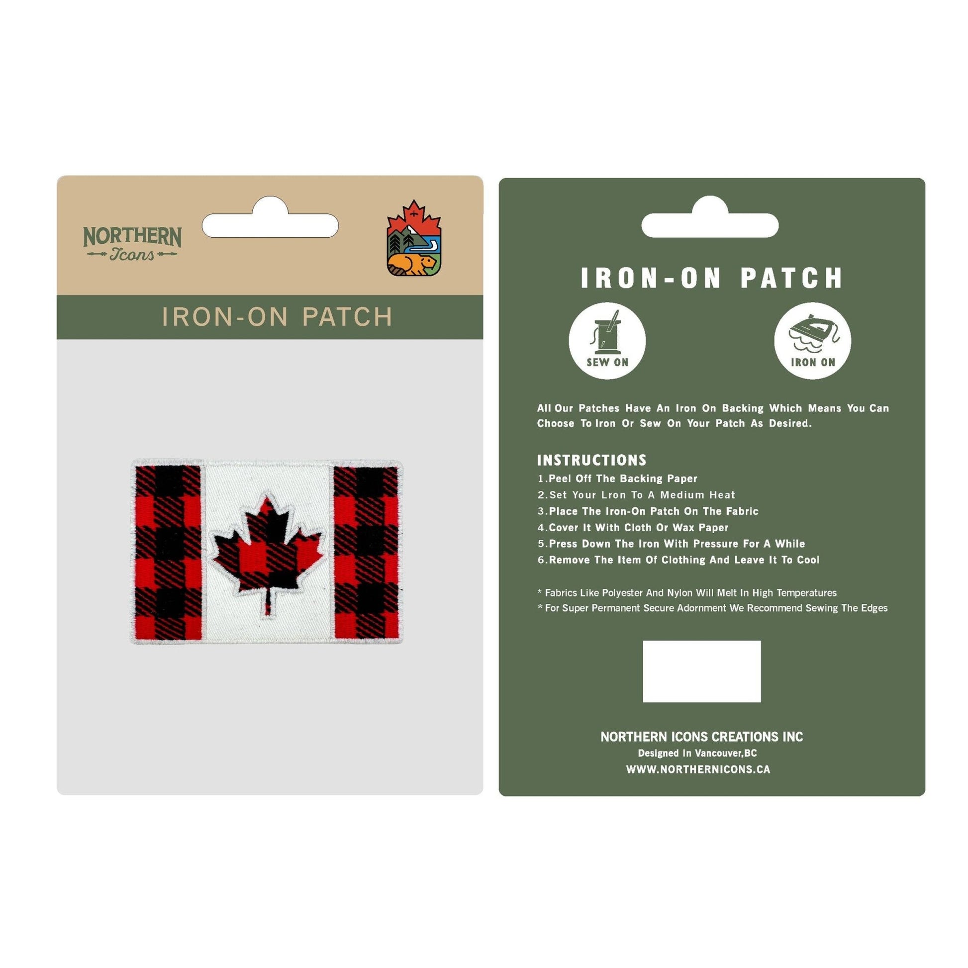 Buffalo Plaid Canada Flag Embroidered Iron On Patch - Wander Together Outfitters