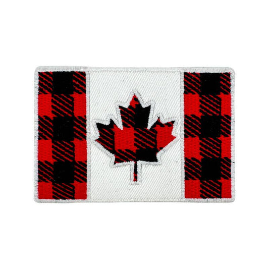 Buffalo Plaid Canada Flag Embroidered Iron On Patch - Wander Together Outfitters