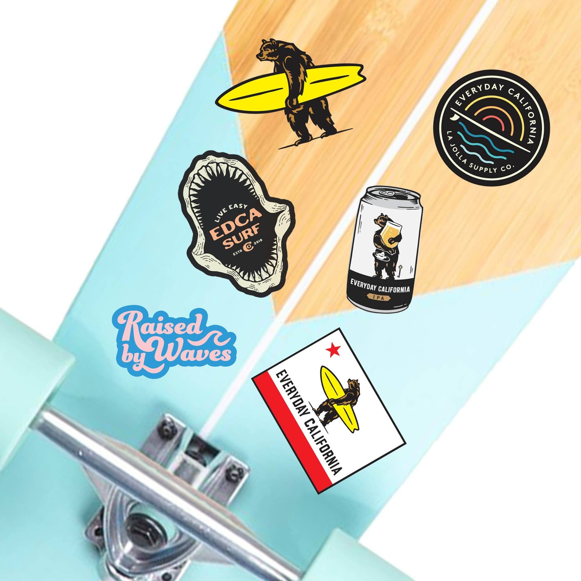 California Bear Flag Surf Stickers Sticker Pack - Wander Together Outfitters