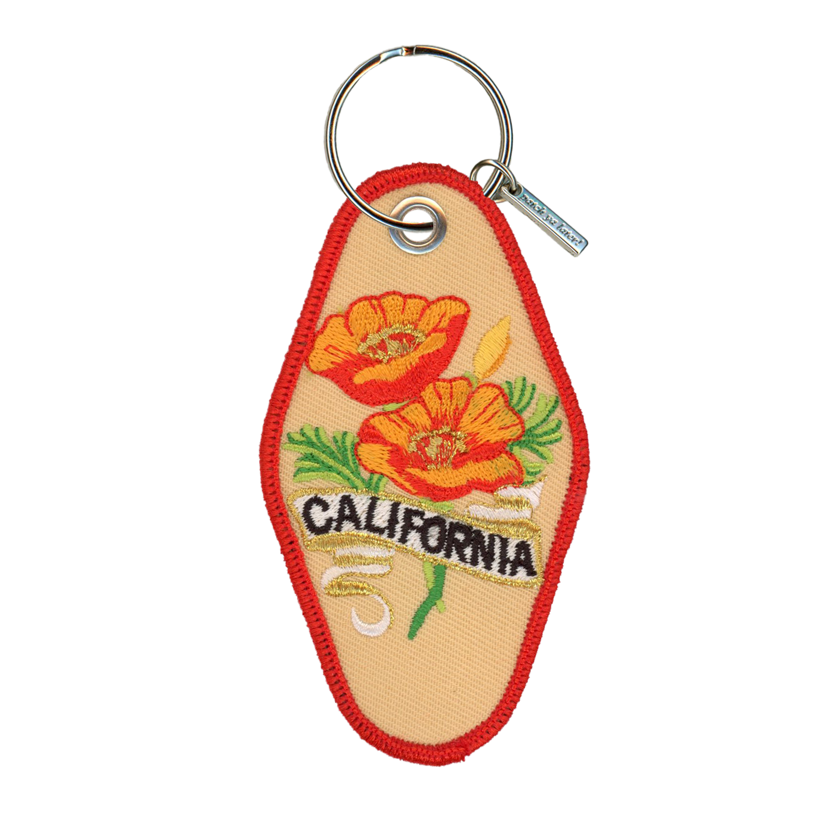 California Embroidered Poppy Keychain (Dual Sided) - Wander Together Outfitters