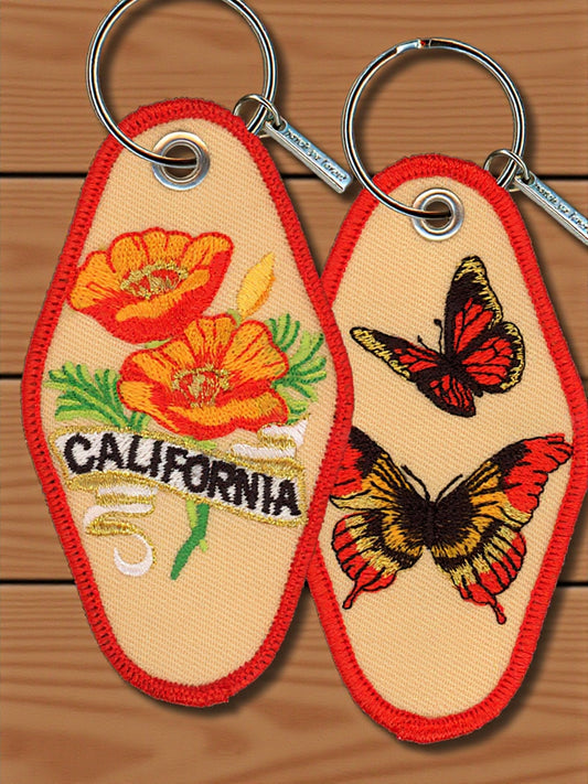 California Embroidered Poppy Keychain (Dual Sided) - Wander Together Outfitters