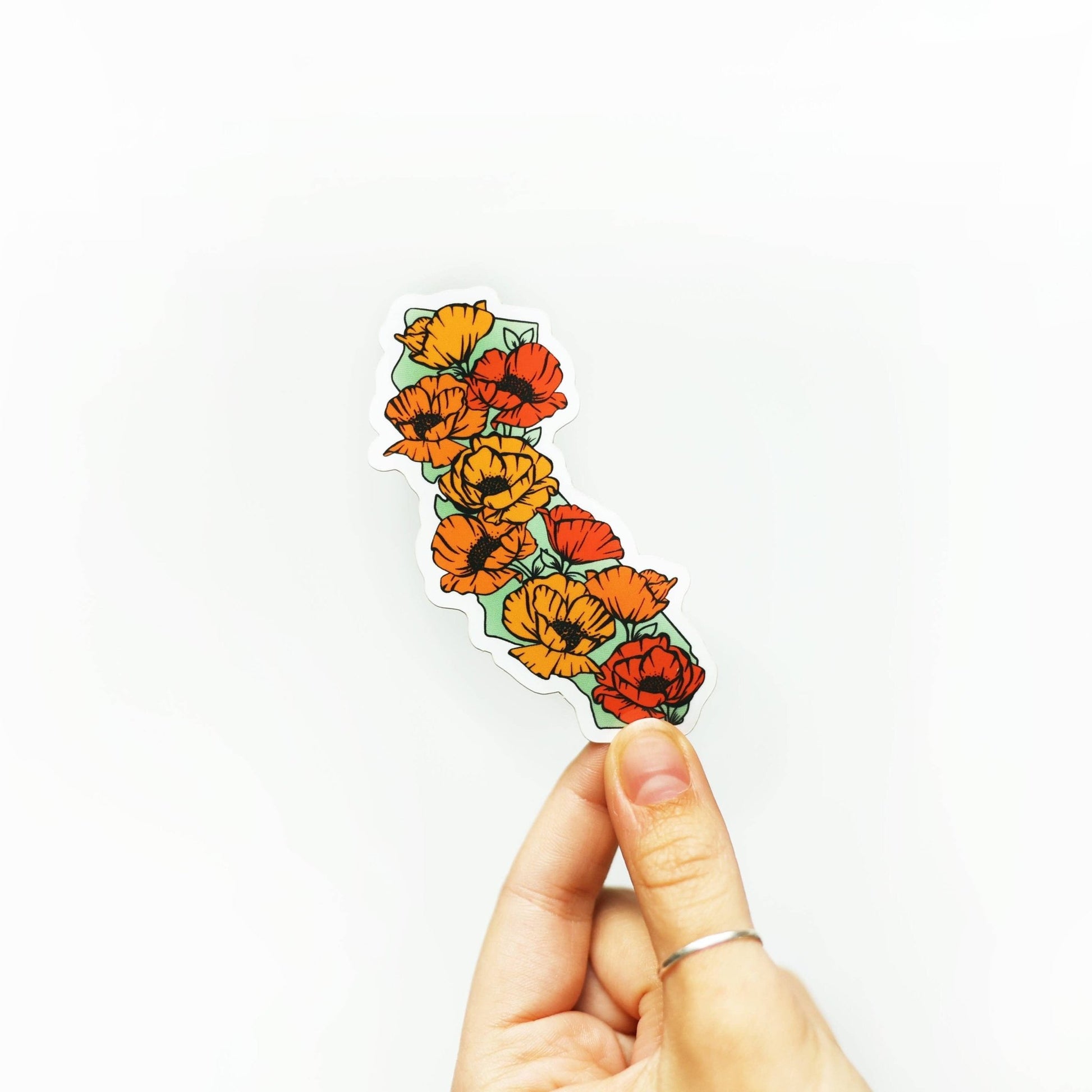 California Full of Poppies Vinyl Sticker - Wander Together Outfitters