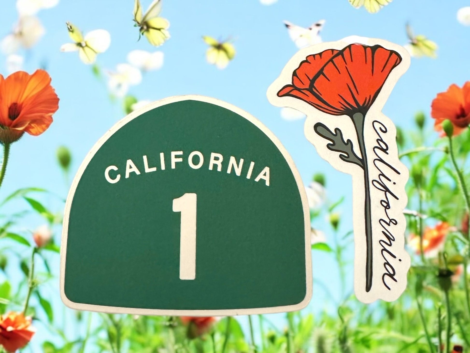 California Golden Blooming Poppy Vinyl Sticker - Wander Together Outfitters