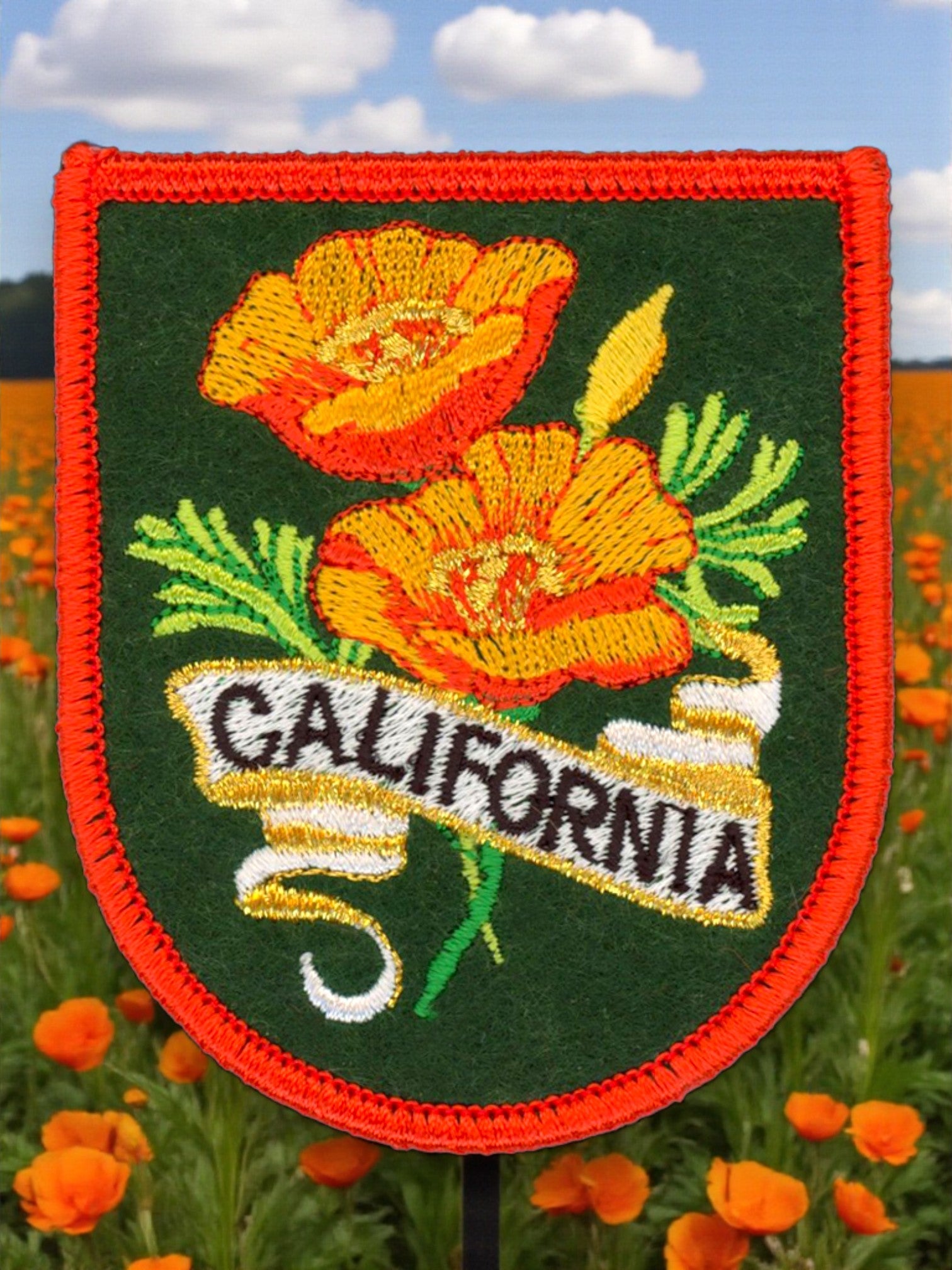 California Poppies Badge Sew or Iron On Patch - Wander Together Outfitters