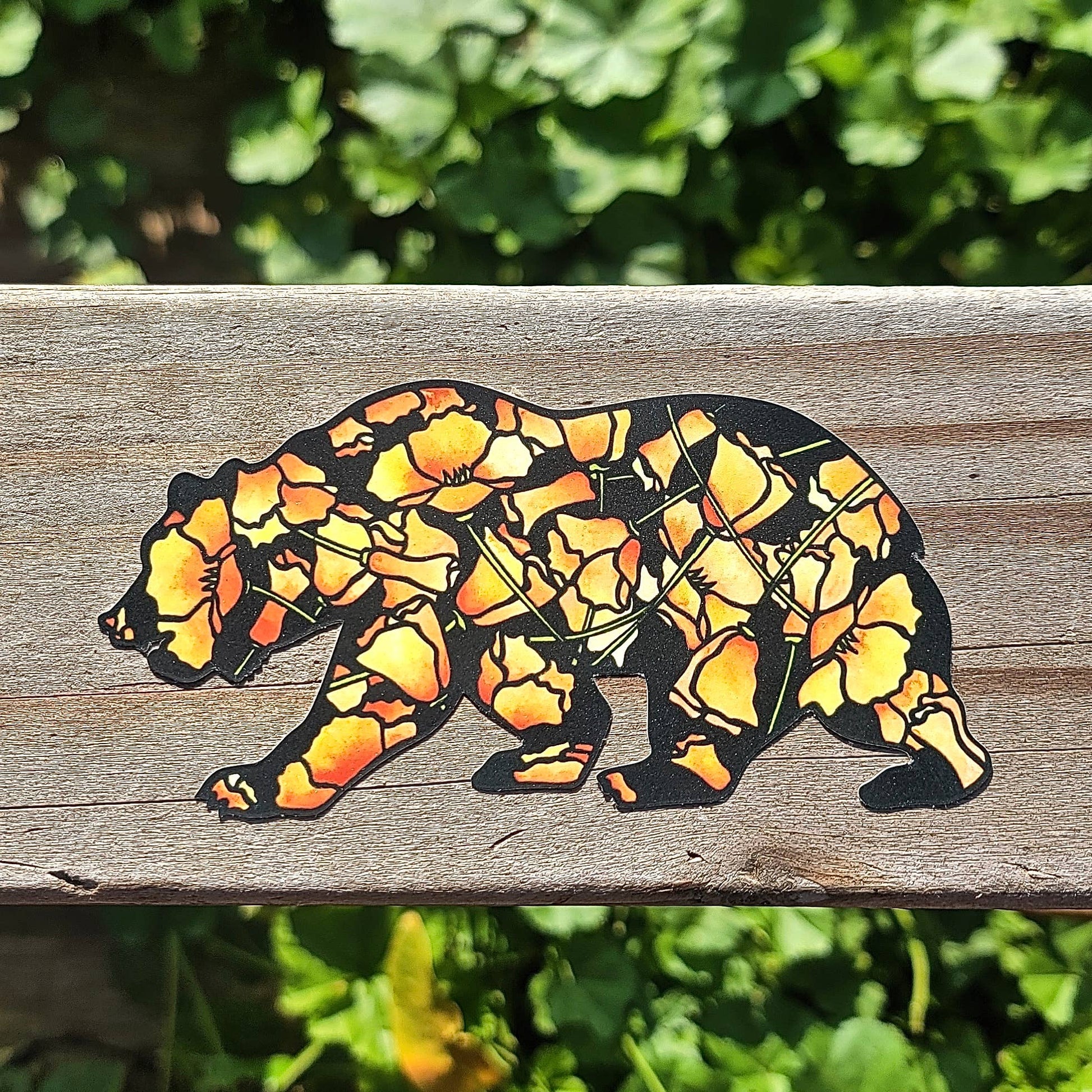 California Poppy Bear Vinyl Sticker - Wander Together Outfitters