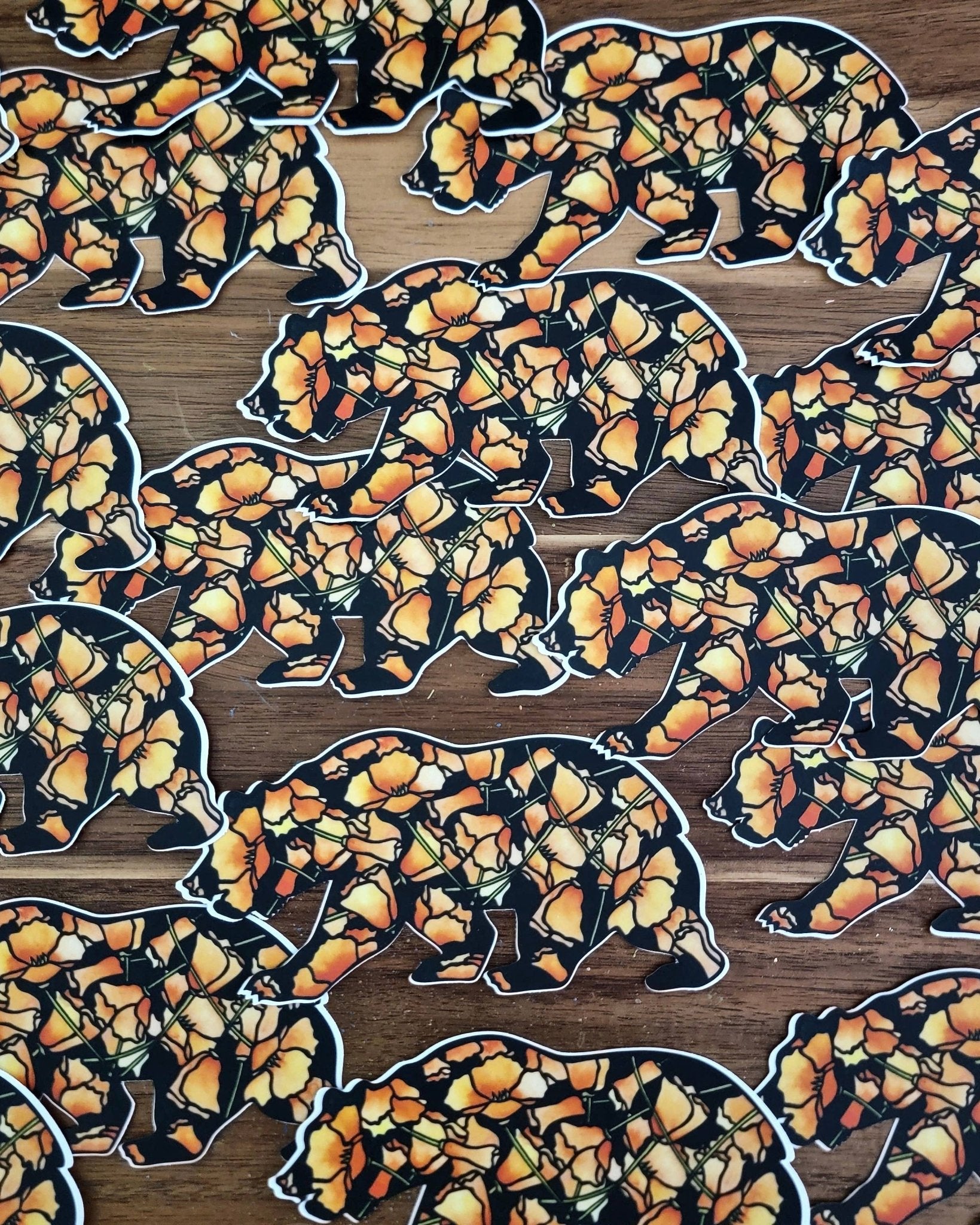 California Poppy Bear Vinyl Sticker - Wander Together Outfitters