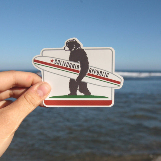 California Surf Bear Vinyl Sticker - Wander Together Outfitters
