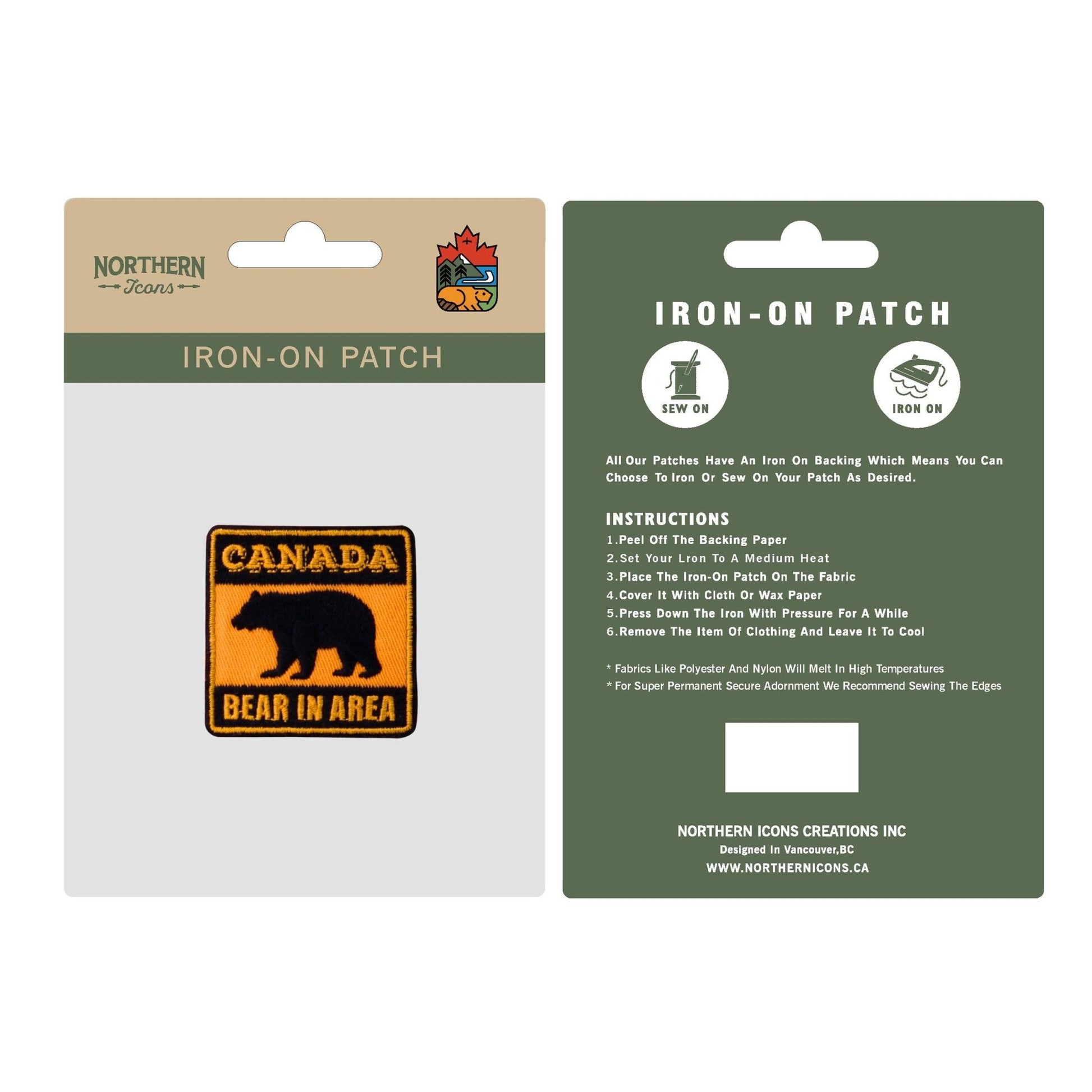 "Canada Bear in Area" Embroidered Iron On Patch - Wander Together Outfitters