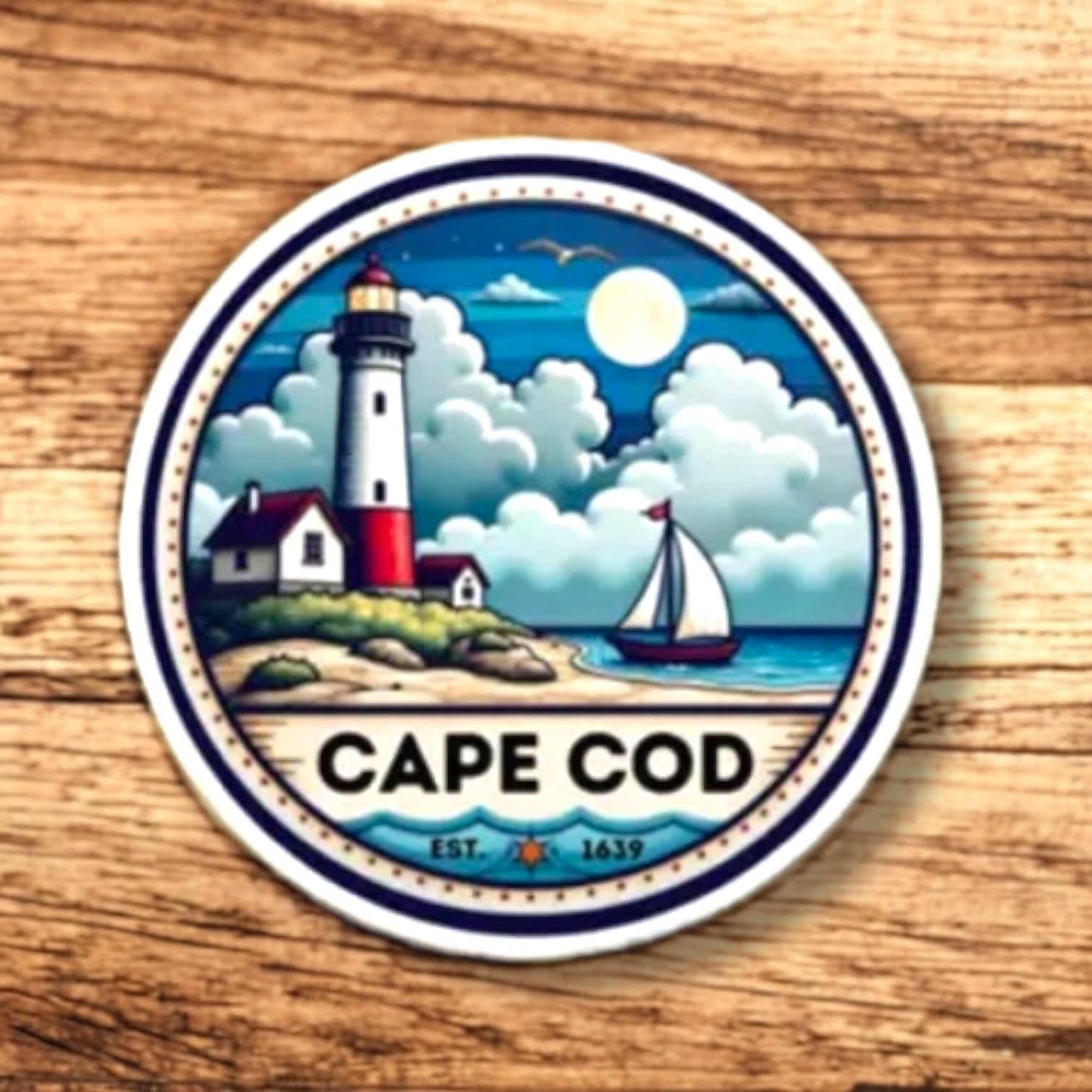 Cape Cod Lighthouse Laptop Water Bottle Waterproof Sticker - Wander Together Outfitters
