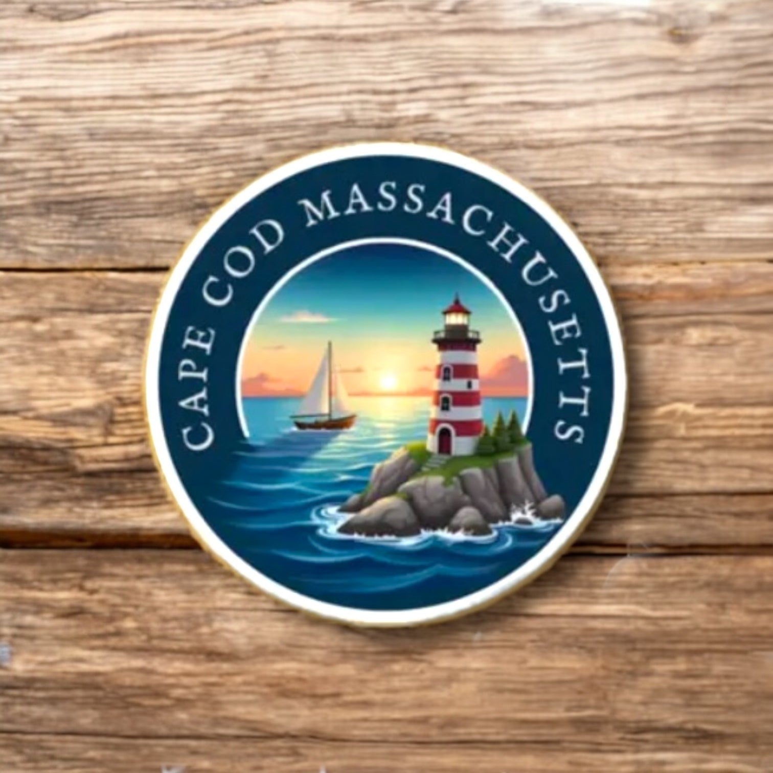 Cape Cod Lighthouse Laptop Water Bottle Waterproof Sticker - Wander Together Outfitters