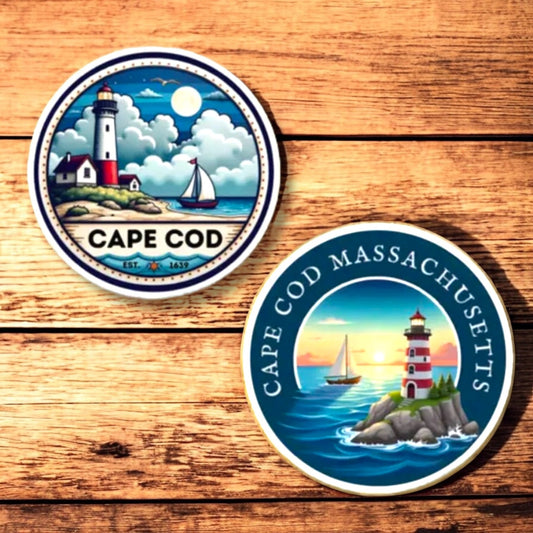 Cape Cod Lighthouse Laptop Water Bottle Waterproof Sticker - Wander Together Outfitters