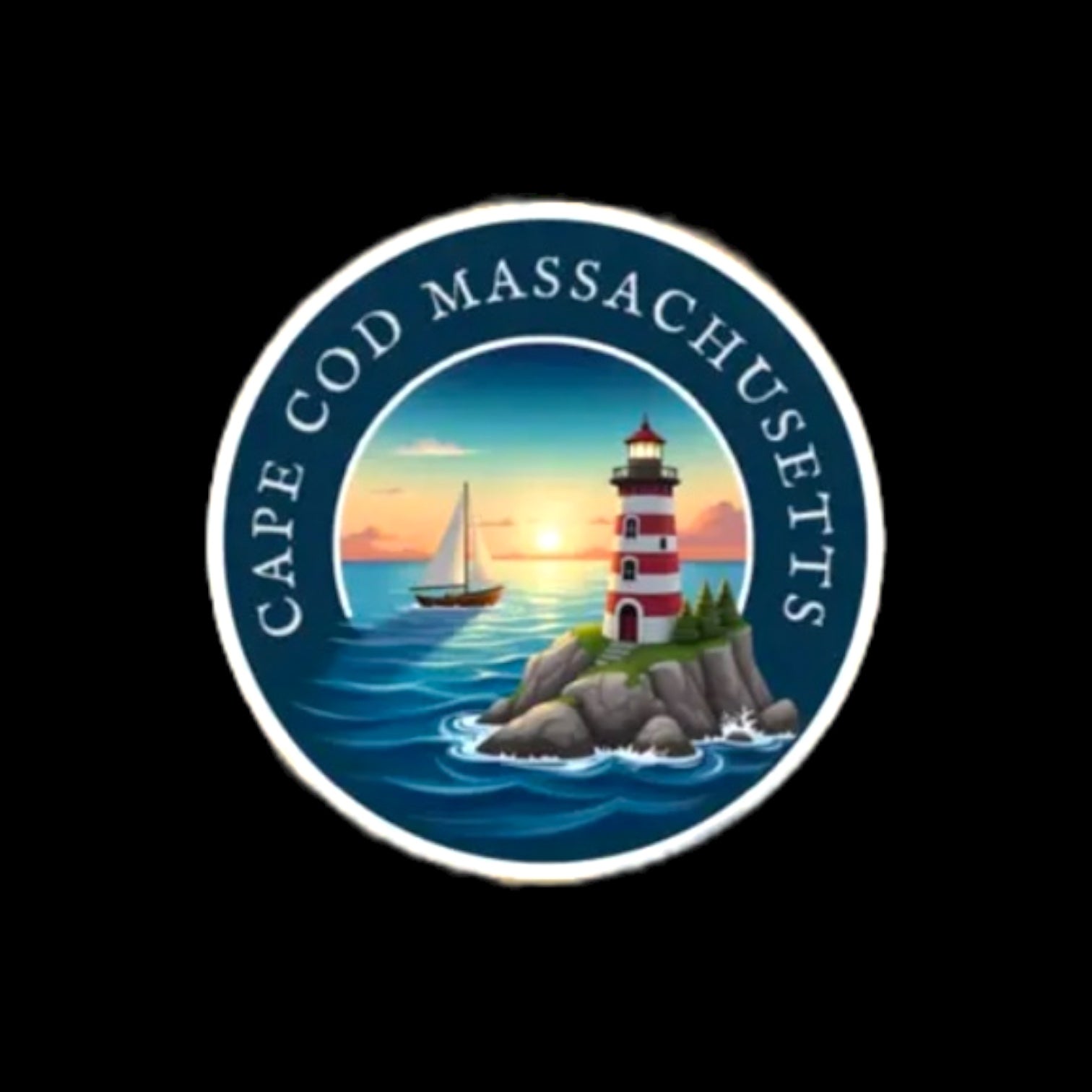 Cape Cod Lighthouse Laptop Water Bottle Waterproof Sticker - Wander Together Outfitters