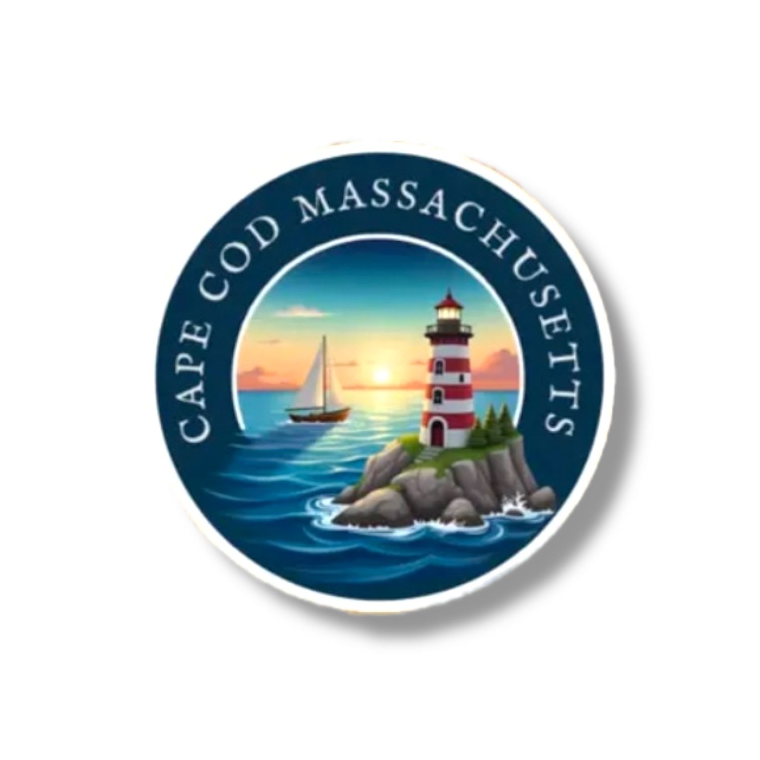 Cape Cod Lighthouse Laptop Water Bottle Waterproof Sticker - Wander Together Outfitters