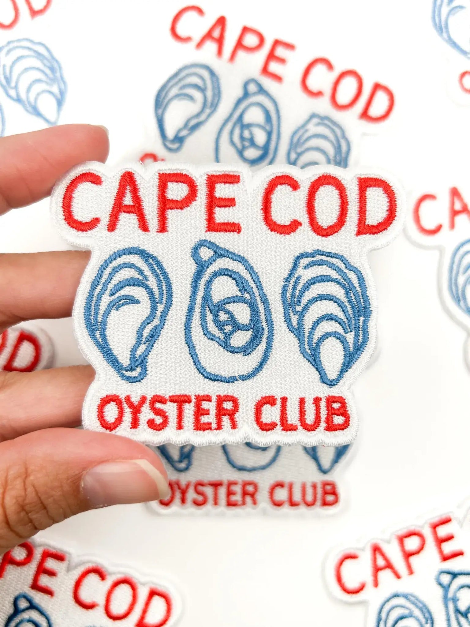 "Cape Cod Oyster Club" Coastal Embroidered Iron On Patch - Wander Together Outfitters