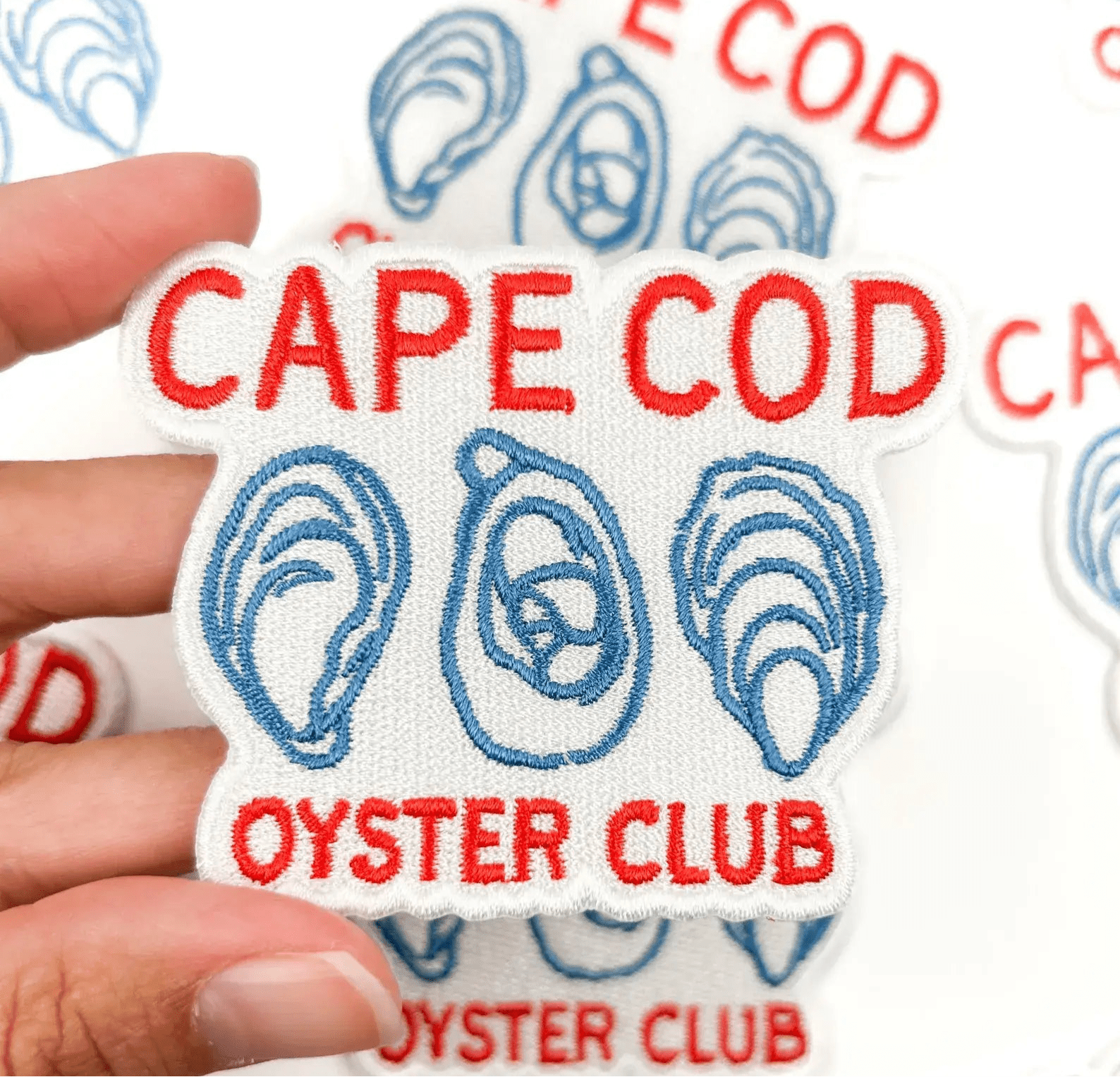 "Cape Cod Oyster Club" Coastal Embroidered Iron On Patch - Wander Together Outfitters