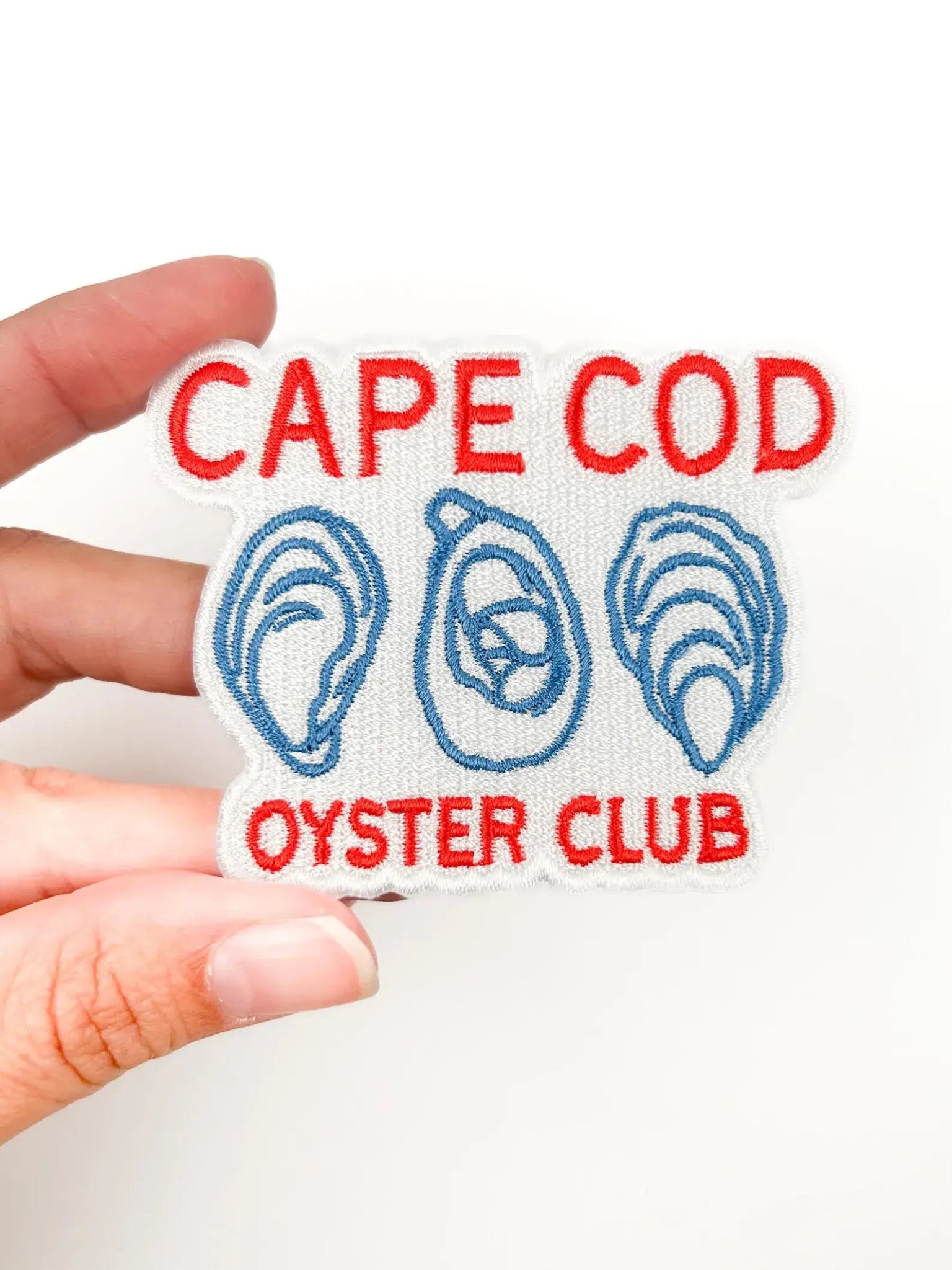 "Cape Cod Oyster Club" Coastal Embroidered Iron On Patch - Wander Together Outfitters