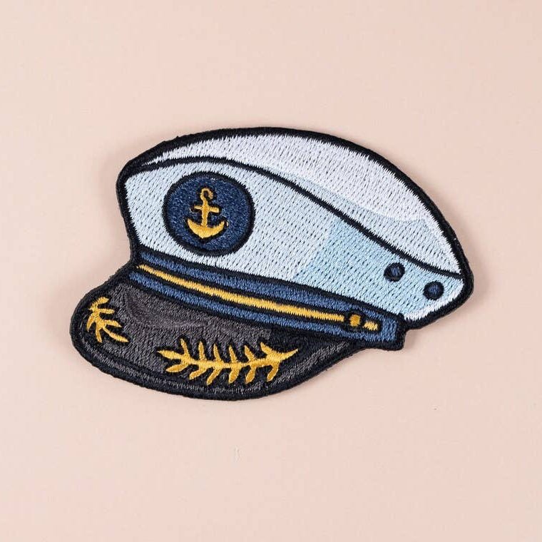Captain’s Hat Patch Embroidered Iron - On Nautical Boat Yacht - Wander Together Outfitters