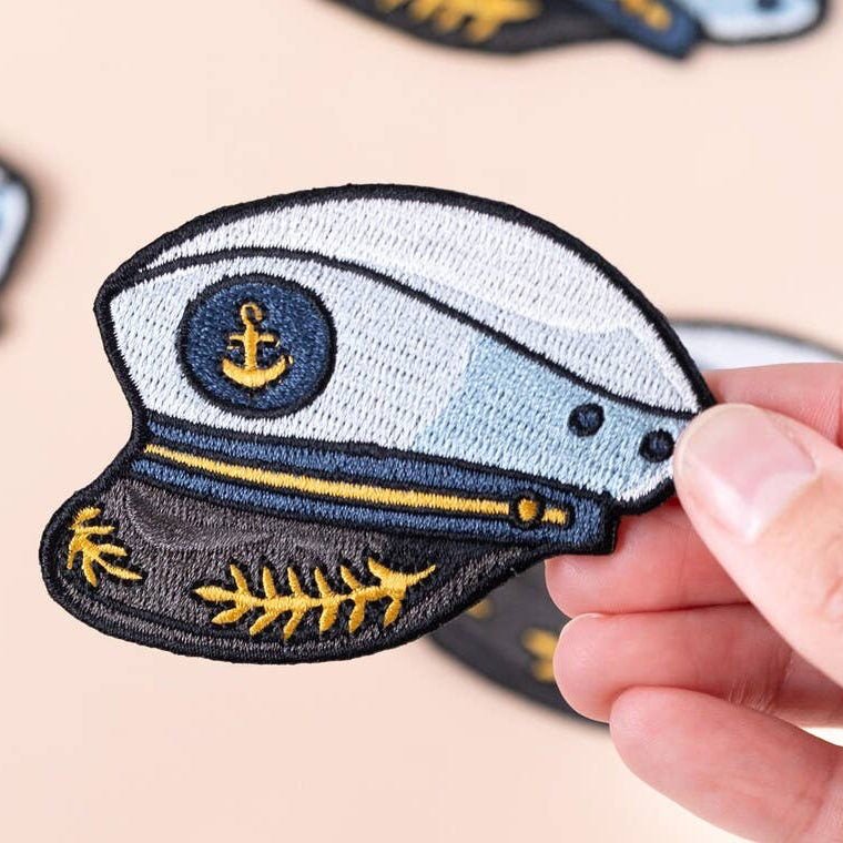 Captain’s Hat Patch Embroidered Iron - On Nautical Boat Yacht - Wander Together Outfitters