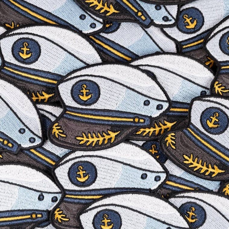 Captain’s Hat Patch Embroidered Iron - On Nautical Boat Yacht - Wander Together Outfitters