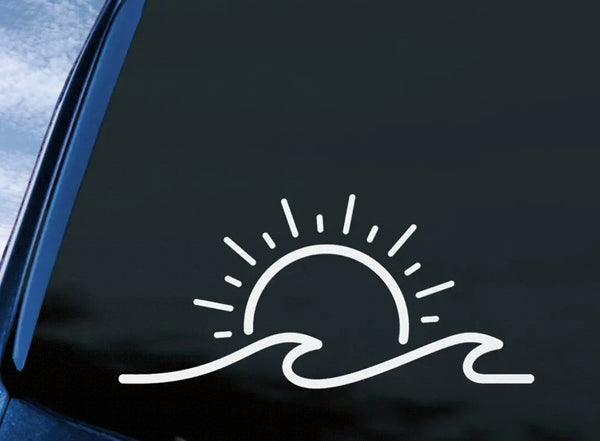 Sunset On The Water Waves Car Decal