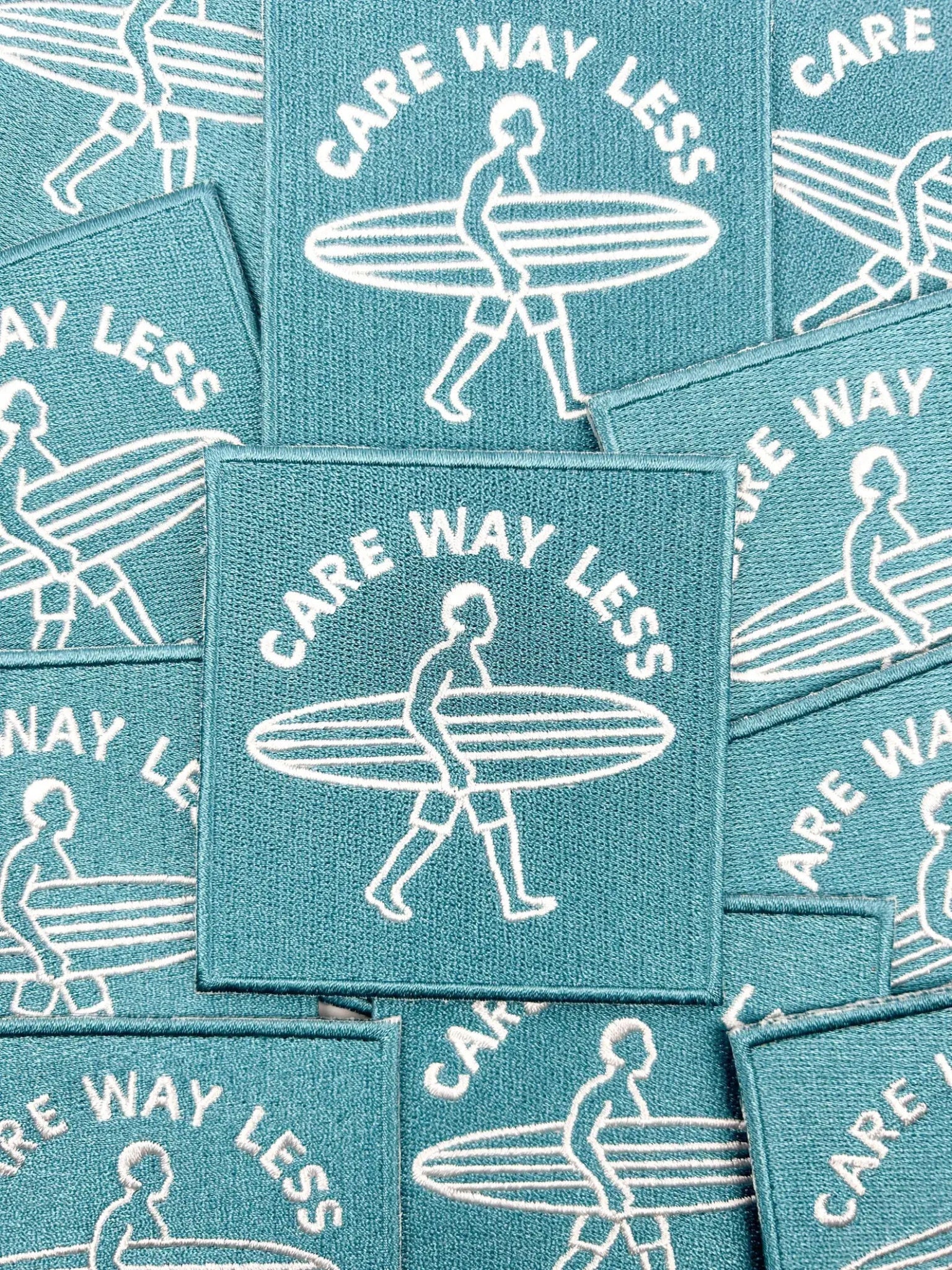 "Care Way Less" Embroidered Iron On Surf Patch - Wander Together Outfitters