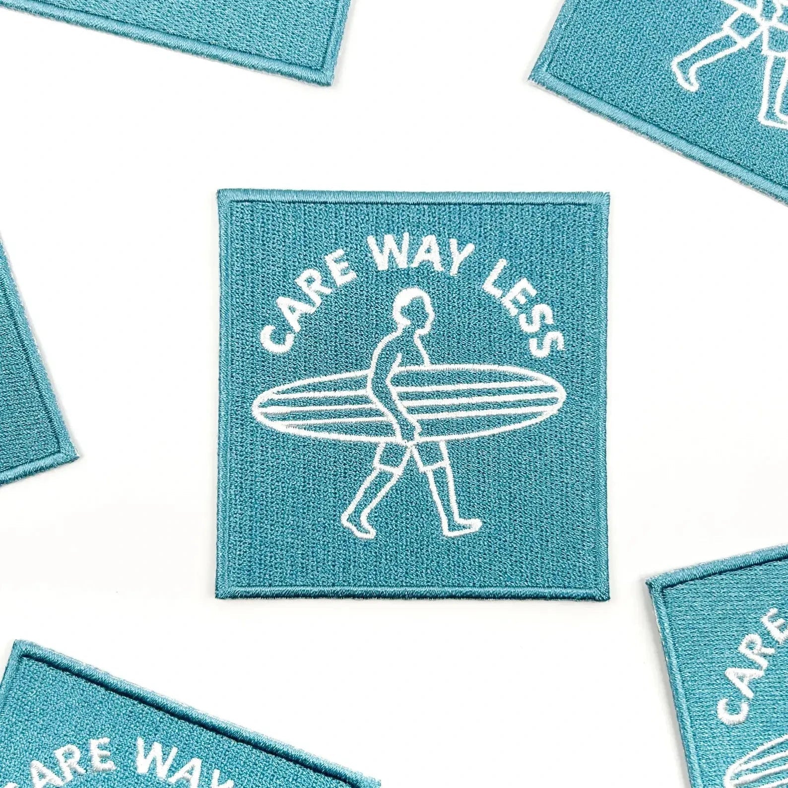 "Care Way Less" Embroidered Iron On Surf Patch - Wander Together Outfitters