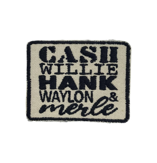“Cash Willie Hank Waylon Merle” Distressed Iron on Patch - Wander Together Outfitters