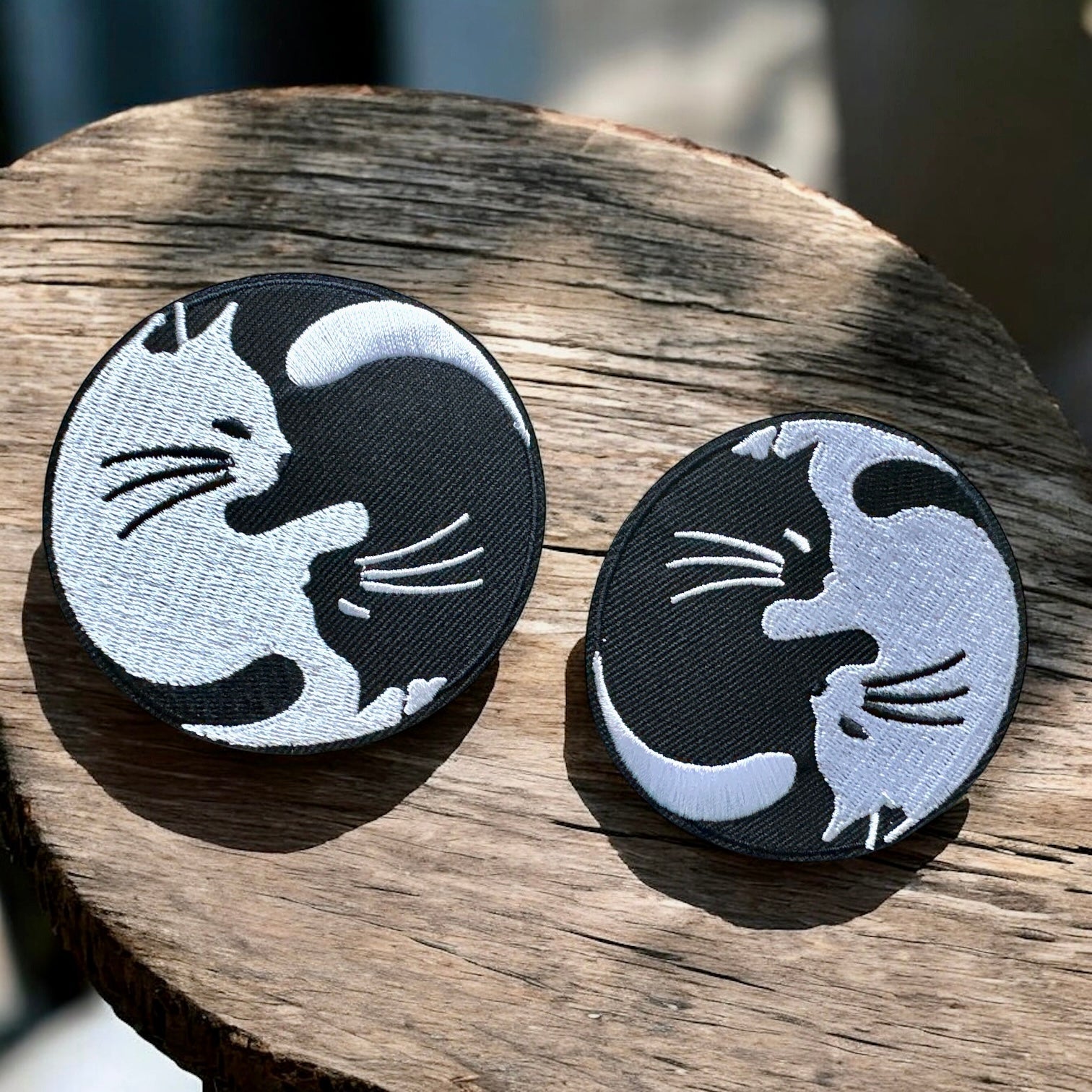 Cat Yin Yang Round Iron On Patch - Wander Together Outfitters
