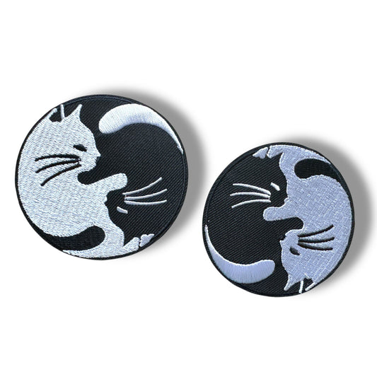 Cat Yin Yang Round Iron On Patch - Wander Together Outfitters
