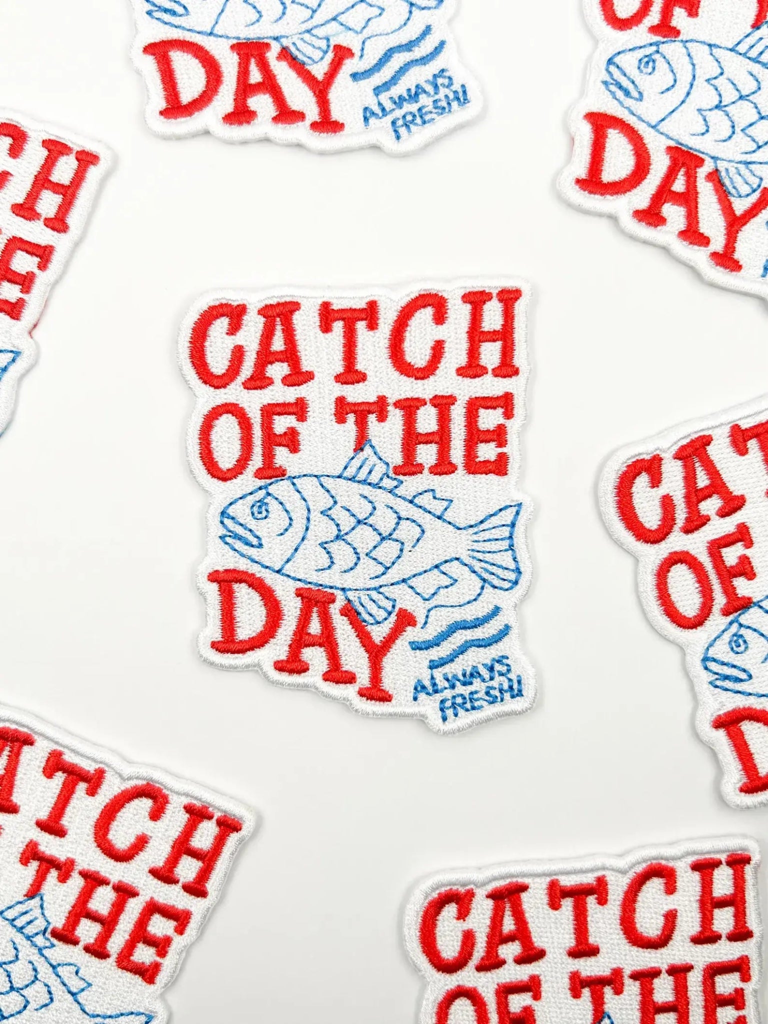 "Catch of the Day" Fun Embroidered Iron On Coastal Patch - Wander Together Outfitters