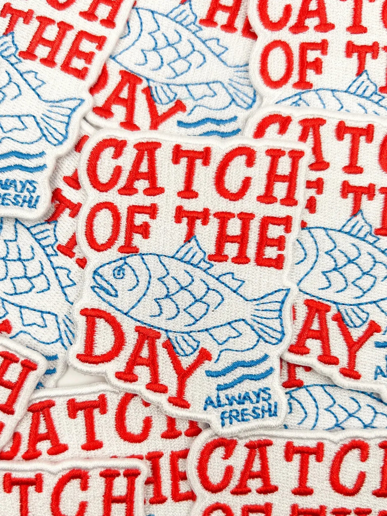 "Catch of the Day" Fun Embroidered Iron On Coastal Patch - Wander Together Outfitters