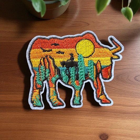 Cattle Desert Sunset Iron On Patch - Wander Together Outfitters