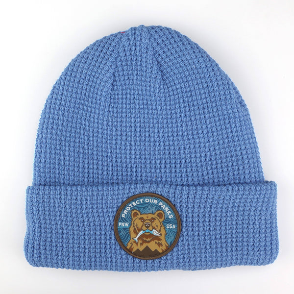 "Protect Our Parks" Bear Recycled Waffle Beanie