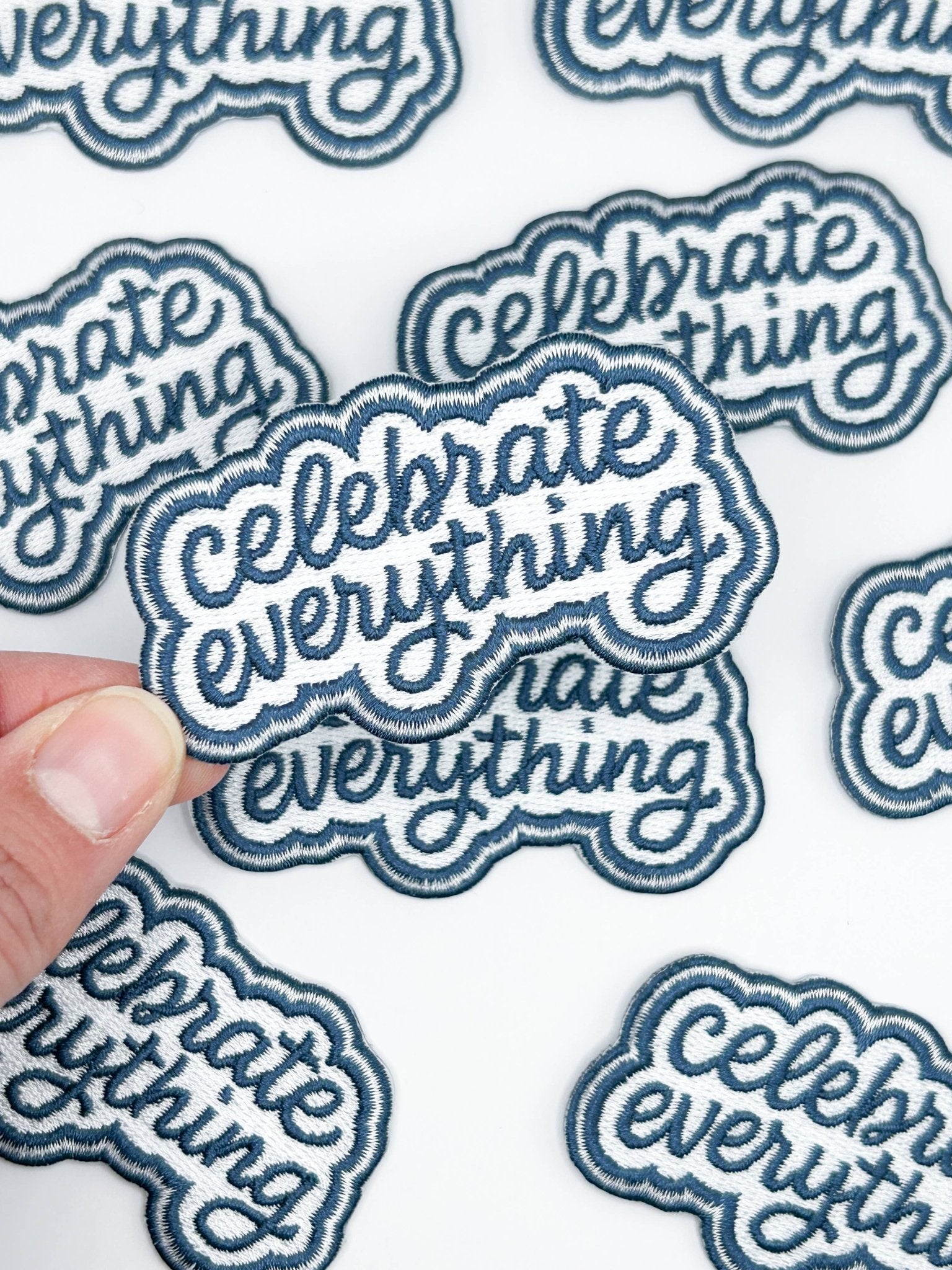 "Celebrate Everything" Embroidered Iron On Patch – Positive Quote - Wander Together Outfitters