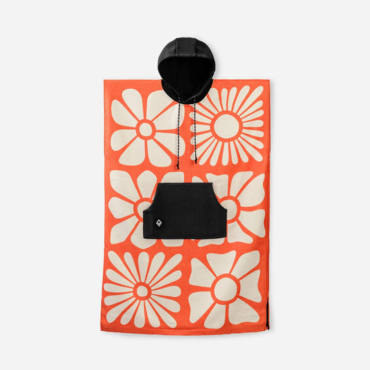 Changing Poncho: Big Flowers Expedition Orange - Wander Together Outfitters