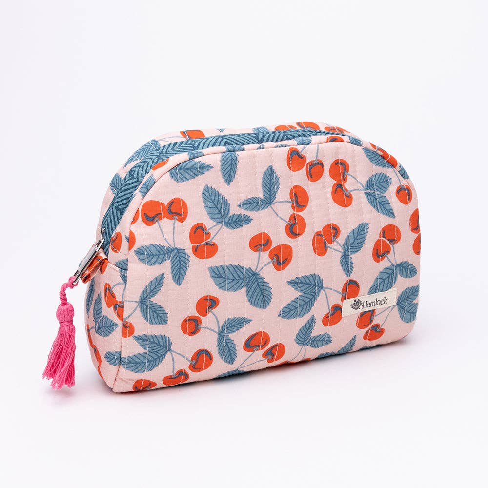 Cherry Small Quilted Scallop Zipper Pouch - Wander Together Outfitters