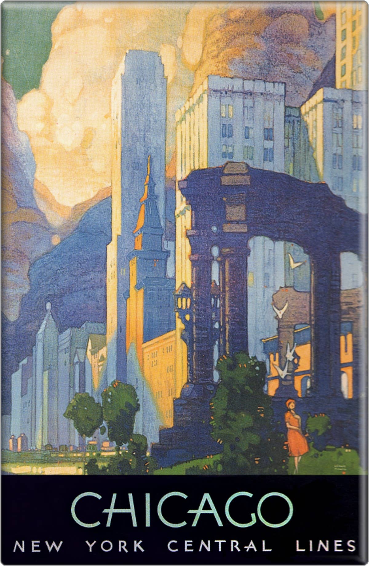 “Chicago - New York Central Lines" Magnet Travel Poster Reproduction - Wander Together Outfitters