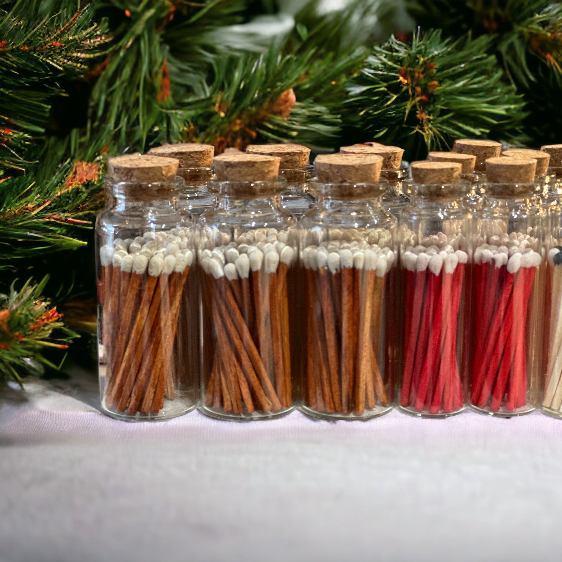 Cinnamon Colored Matches in Medium Corked Vial (Black or White) - Wander Together Outfitters
