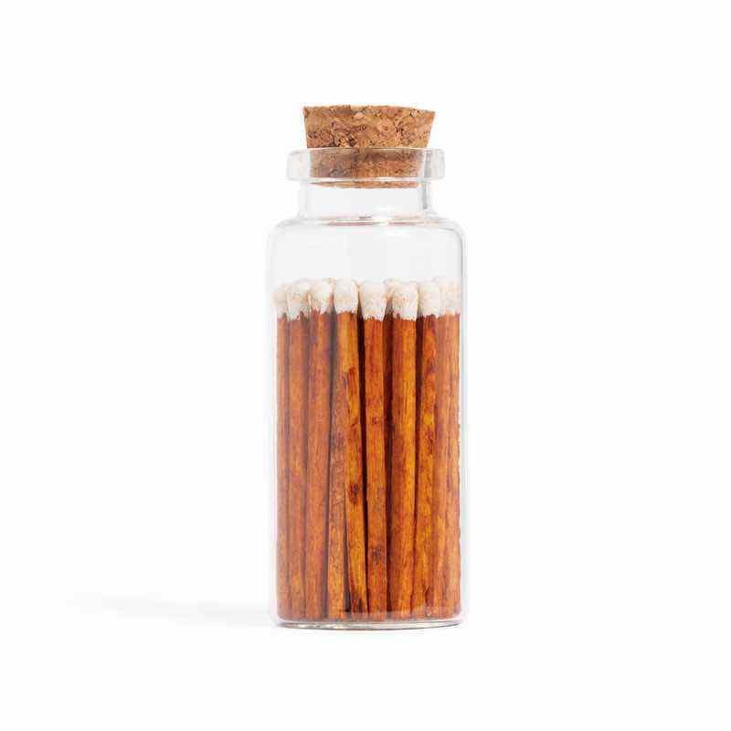 Cinnamon Colored Matches in Medium Corked Vial (Black or White) - Wander Together Outfitters