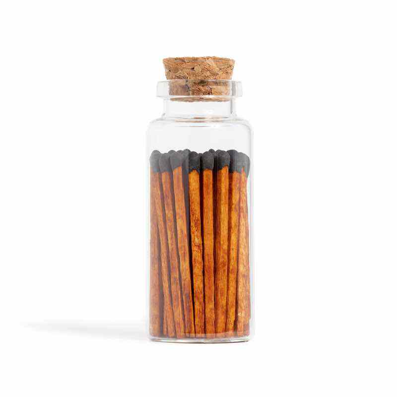 Cinnamon Colored Matches in Medium Corked Vial (Black or White) - Wander Together Outfitters