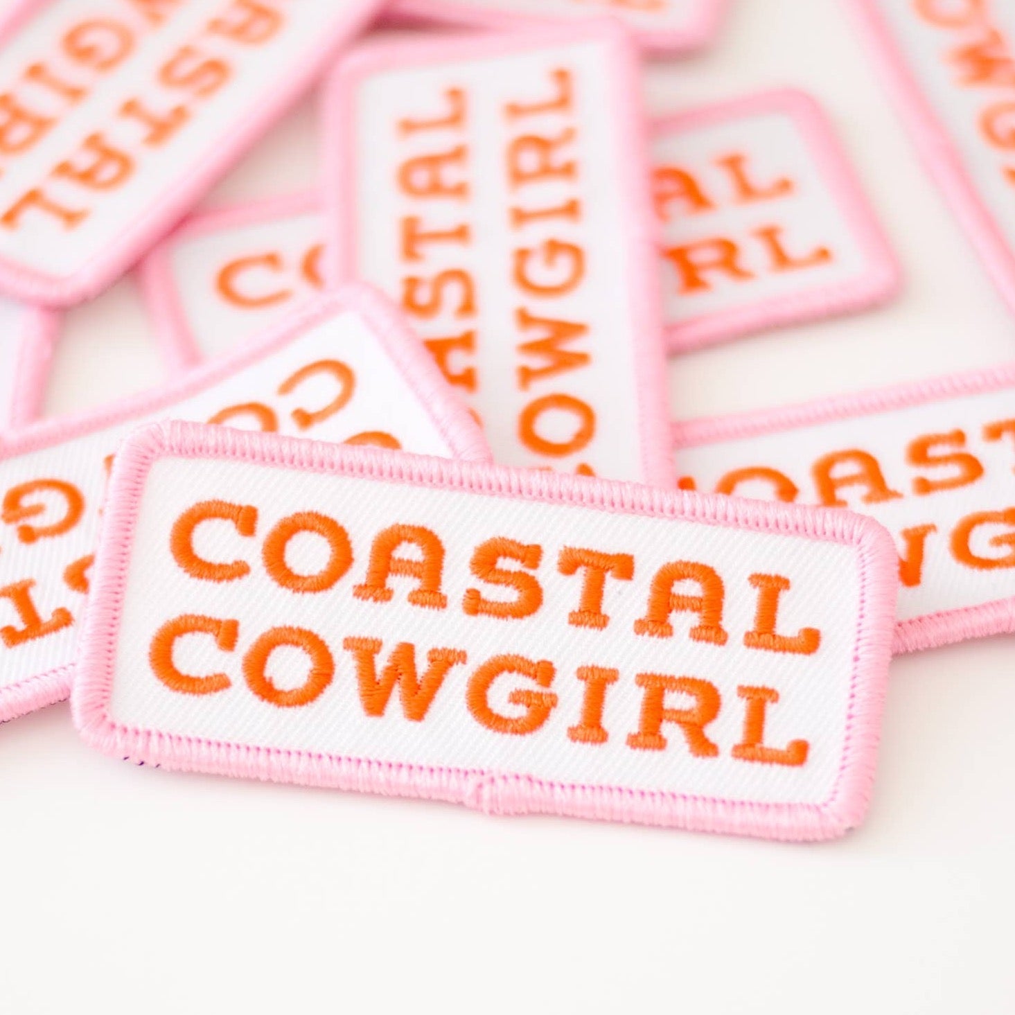"Coastal Cowgirl" Embroidered Iron on Patch (Pink+Orange) - Wander Together Outfitters