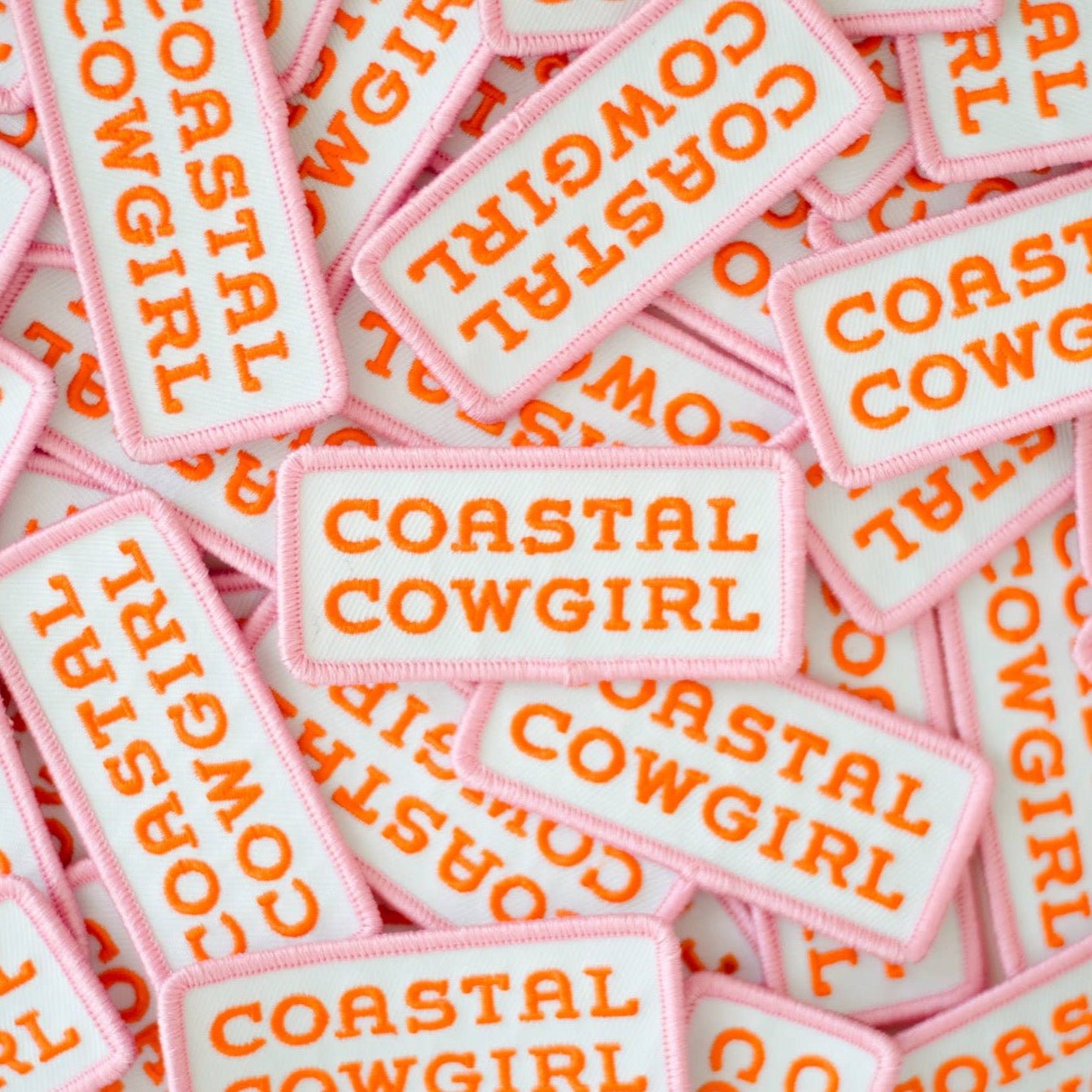 "Coastal Cowgirl" Embroidered Iron on Patch (Pink+Orange) - Wander Together Outfitters
