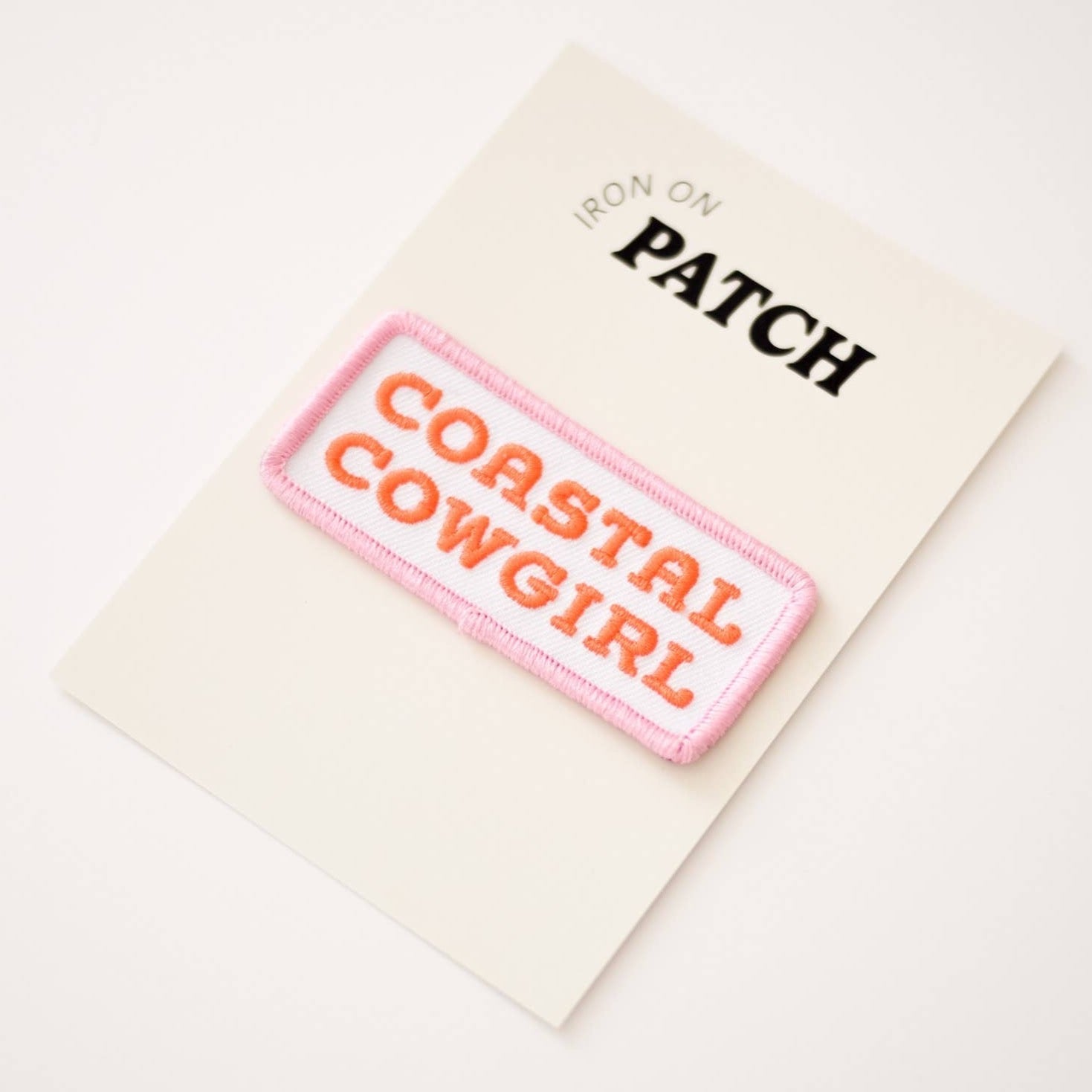 "Coastal Cowgirl" Embroidered Iron on Patch (Pink+Orange) - Wander Together Outfitters